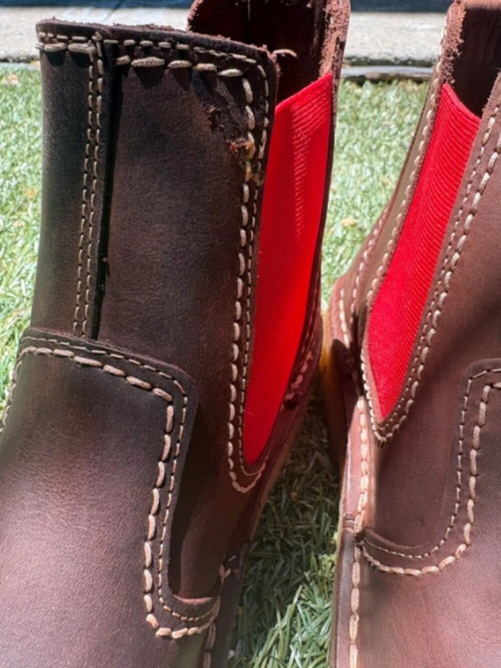 Duckfeet Brown Leather Chelsea Boots Red Elastic Side Panels EU 38 US 7.5 Handma - Picture 8 of 10